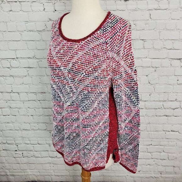 NIC+ZOE new Side Zip Sweater Red Petite PM NEW - Picture 3 of 6
